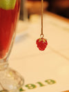 FRUIT COLLECTION detachable charm, raspberry bok choy cherry handmade lampwork beads necklace, Gold cherry necklace,Bracelet 