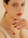 Raspberry handmade lampwork beads necklace, Waterproof fruit pearl gold necklace, Detachable charm, Gold pendant necklace, gi