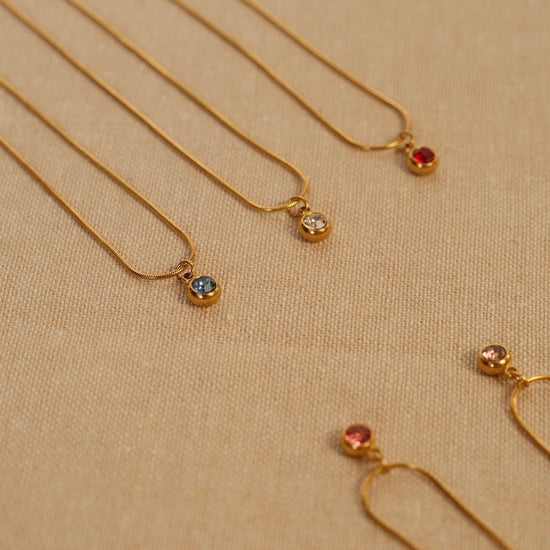 Round Dainty Birthstone Necklace, 18k gold gemstone necklace jewelry, Gold Round Dimond Necklace, Personalized Necklace gifts