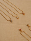 Round Dainty Birthstone Necklace, 18k gold gemstone necklace jewelry, Gold Round Dimond Necklace, Personalized Necklace gifts