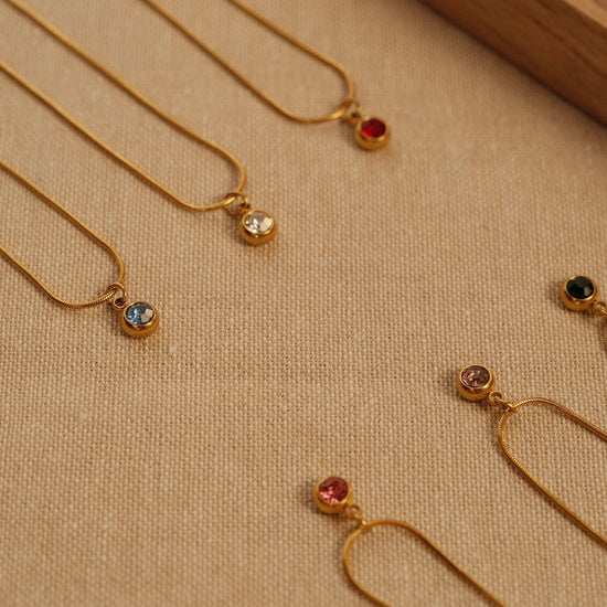 Round Dainty Birthstone Necklace, 18k gold gemstone necklace jewelry, Gold Round Dimond Necklace, Personalized Necklace gifts