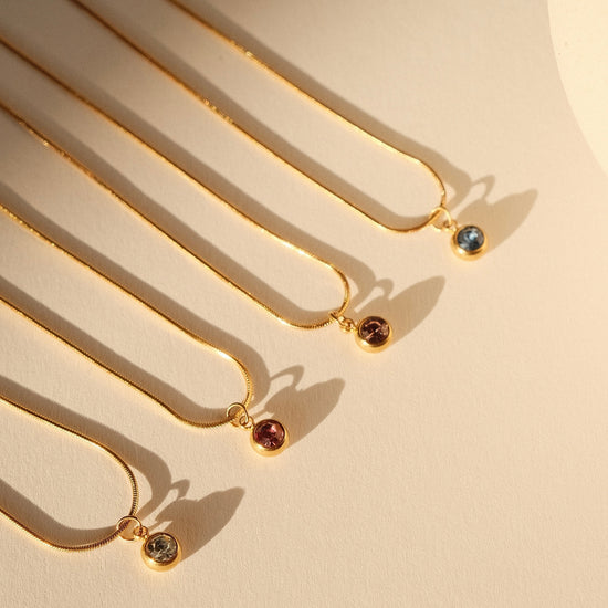 Round Dainty Birthstone Necklace, 18k gold gemstone necklace jewelry, Gold Round Dimond Necklace, Personalized Necklace gifts