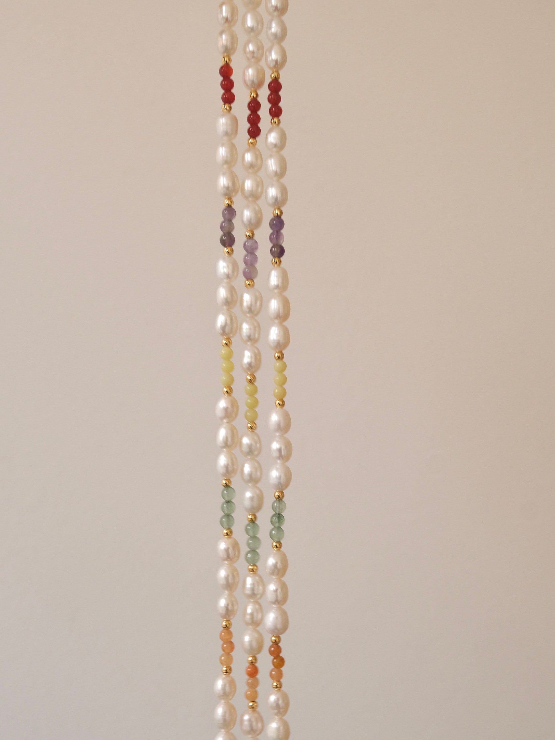 Freshwater Pearl Necklace, Genuine Pearl Necklace, Handmade Beaded Necklace, Rainbow Beads Pearl Necklace, Natural Stone Pear
