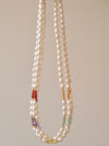Freshwater Pearl Necklace, Genuine Pearl Necklace, Handmade Beaded Necklace, Rainbow Beads Pearl Necklace, Natural Stone Pear