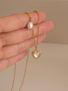 Gold Heart Necklace, Waterproof tarnish Resistant necklace, Mother of Pearl Necklace, Love Necklace, 18k Gold Pendant Necklac