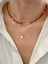 Genuine Gemstone Beaded Necklace, Cube beads choker, 18k gold beaded necklace, Crystal Beads, Gold-Filled Necklace, Cats Eye 
