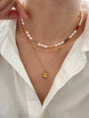 Genuine Gemstone Beaded Necklace, Cube beads choker, 18k gold beaded necklace, Crystal Beads, Gold-Filled Necklace, Cats Eye 