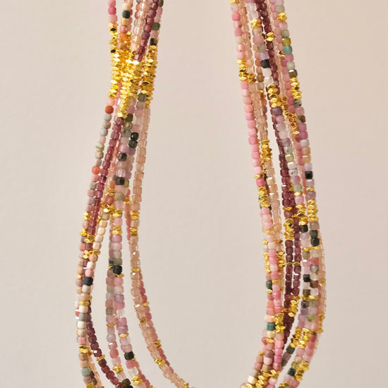 Genuine Gemstone Beaded Necklace, Cube beads choker, 18k gold beaded necklace, Crystal Beads, Gold-Filled Necklace, Cats Eye 