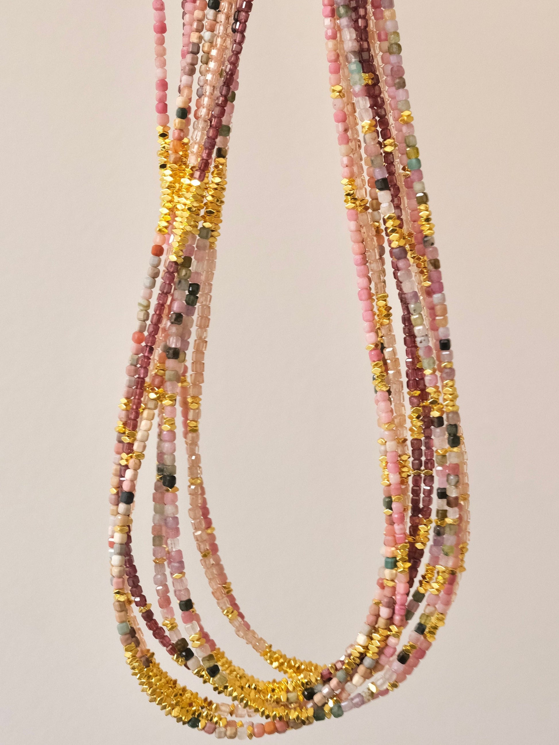 Genuine Gemstone Beaded Necklace, Cube beads choker, 18k gold beaded necklace, Crystal Beads, Gold-Filled Necklace, Cats Eye 
