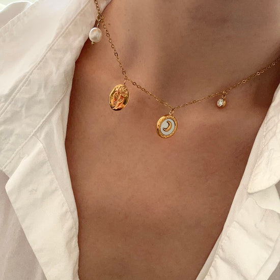 Custom DIY gold charm necklace, waterproof dainty pendants necklace, 18k gold charm necklace, build your own necklace, gift f