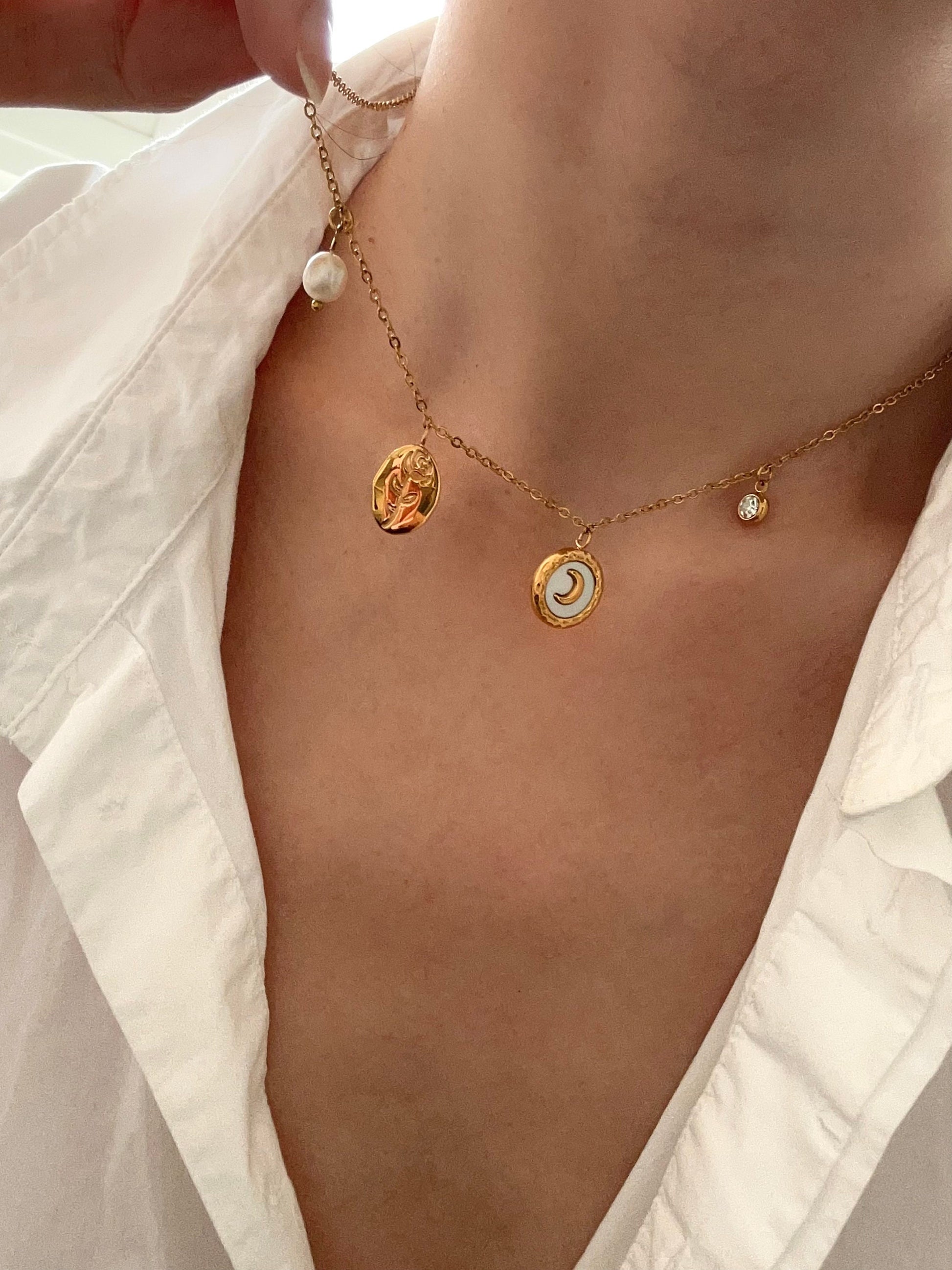 Custom DIY gold charm necklace, waterproof dainty pendants necklace, 18k gold charm necklace, build your own necklace, gift f