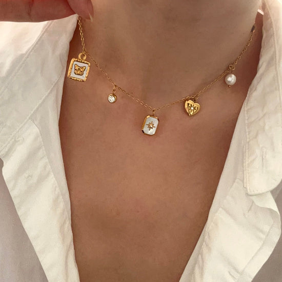 Custom DIY gold charm necklace, waterproof dainty pendants necklace, 18k gold charm necklace, build your own necklace, gift f