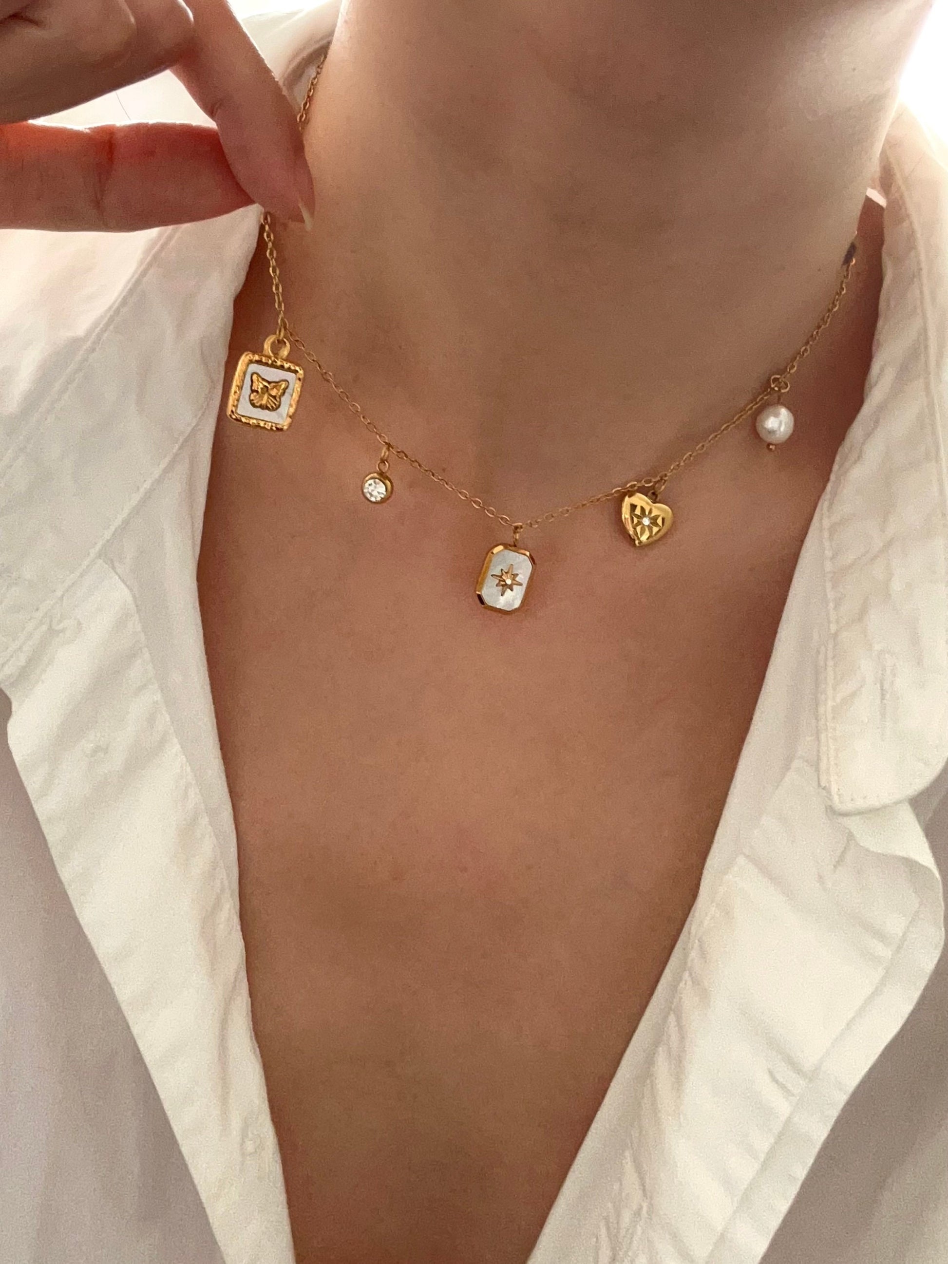 Custom DIY gold charm necklace, waterproof dainty pendants necklace, 18k gold charm necklace, build your own necklace, gift f