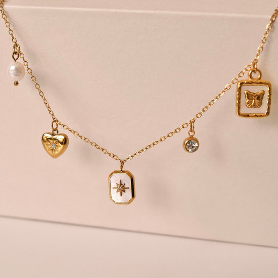 Custom DIY gold charm necklace, waterproof dainty pendants necklace, 18k gold charm necklace, build your own necklace, gift f