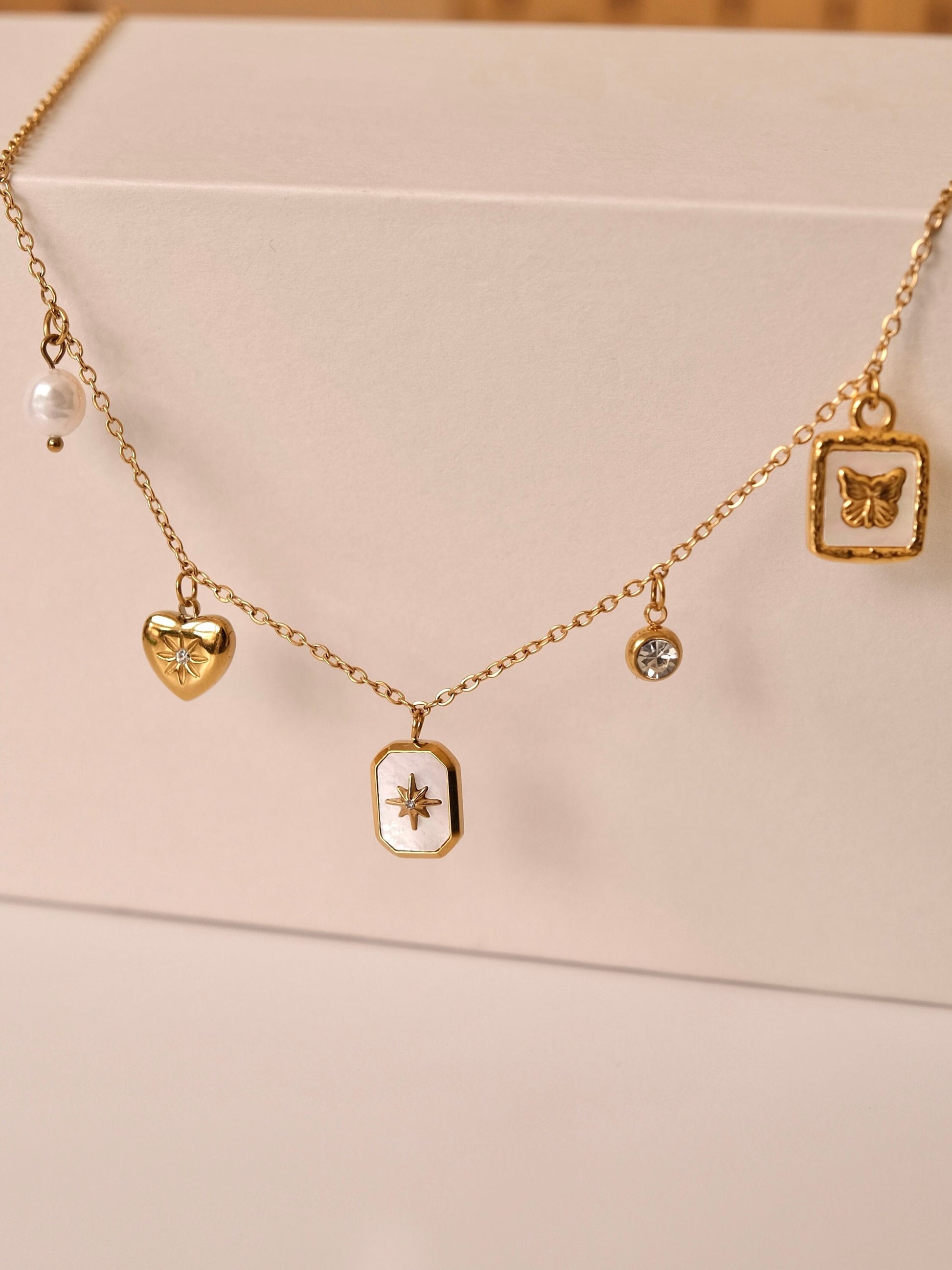 Custom DIY gold charm necklace, waterproof dainty pendants necklace, 18k gold charm necklace, build your own necklace, gift f