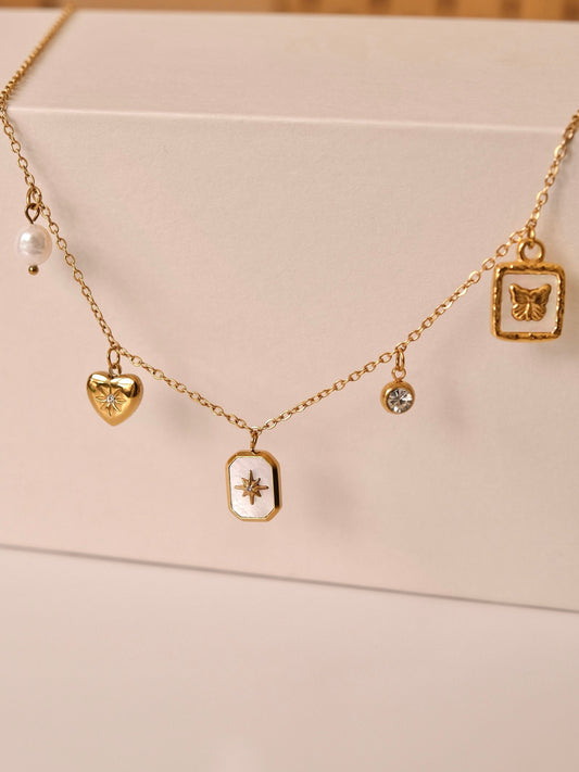 Custom DIY gold charm necklace, waterproof dainty pendants necklace, 18k gold charm necklace, build your own necklace, gift f