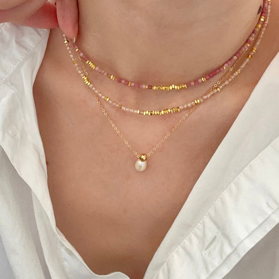 Genuine Gemstone Beaded Necklace, Cube beads choker, 18k gold beaded necklace, Crystal Beads, Gold-Filled Necklace, Cats Eye 