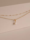 Gold Layered Pearl Necklace, Snake Chain Double Layer Necklace, Dainty Freshwater Pearl Necklace, Multiple Pearl Necklace, Gi