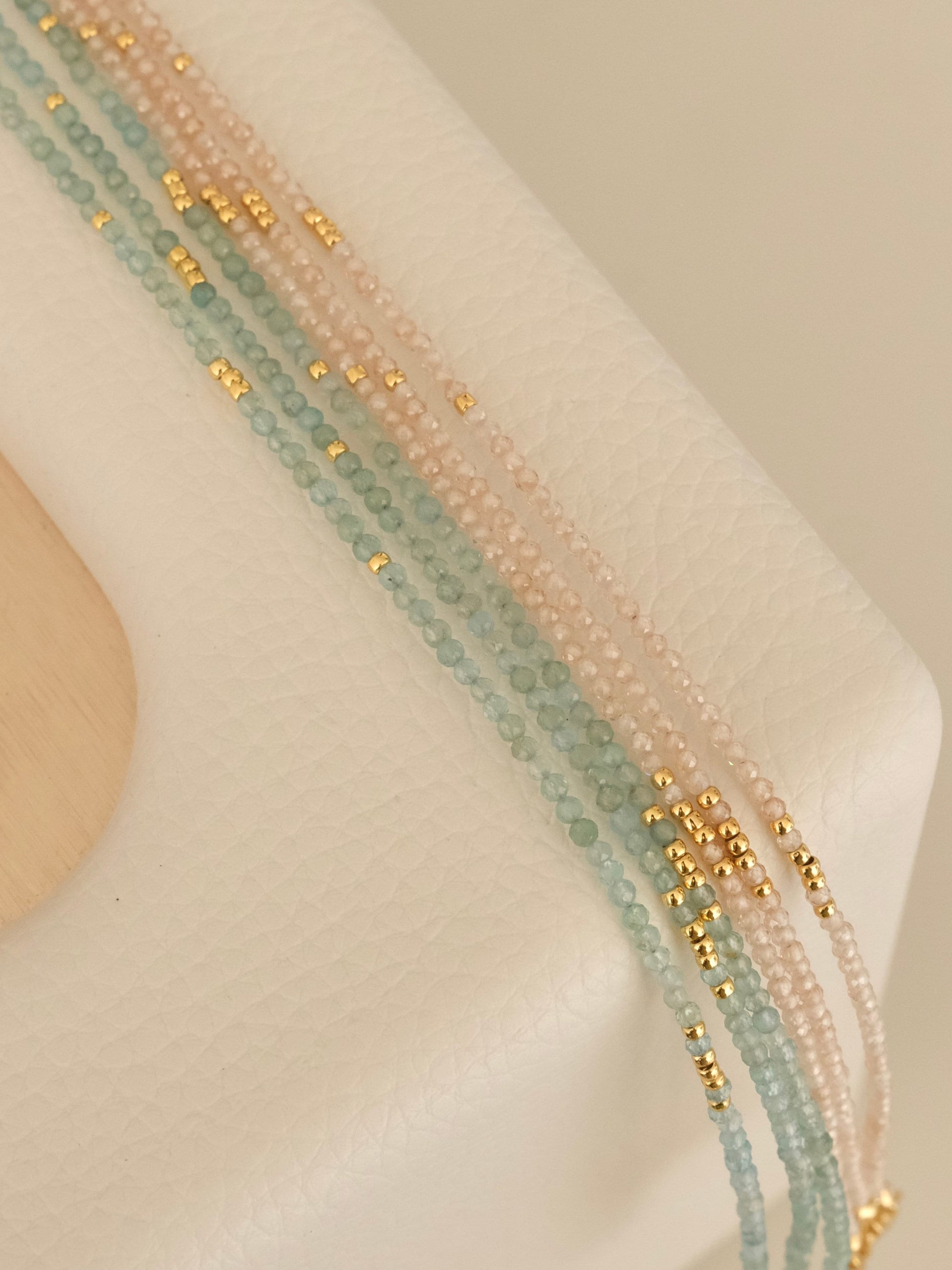 Genuine Gemstone Beaded Necklace, 18k gold beaded necklace, Crystal Beads, Gold-Filled Clasp, Cats Eye Beads, Gift for her - 