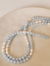 Genuine Aquamarine freshwater pearl necklace, Gemstone beaded necklace, Blue stone choker, March birthstone jewelry, gift for