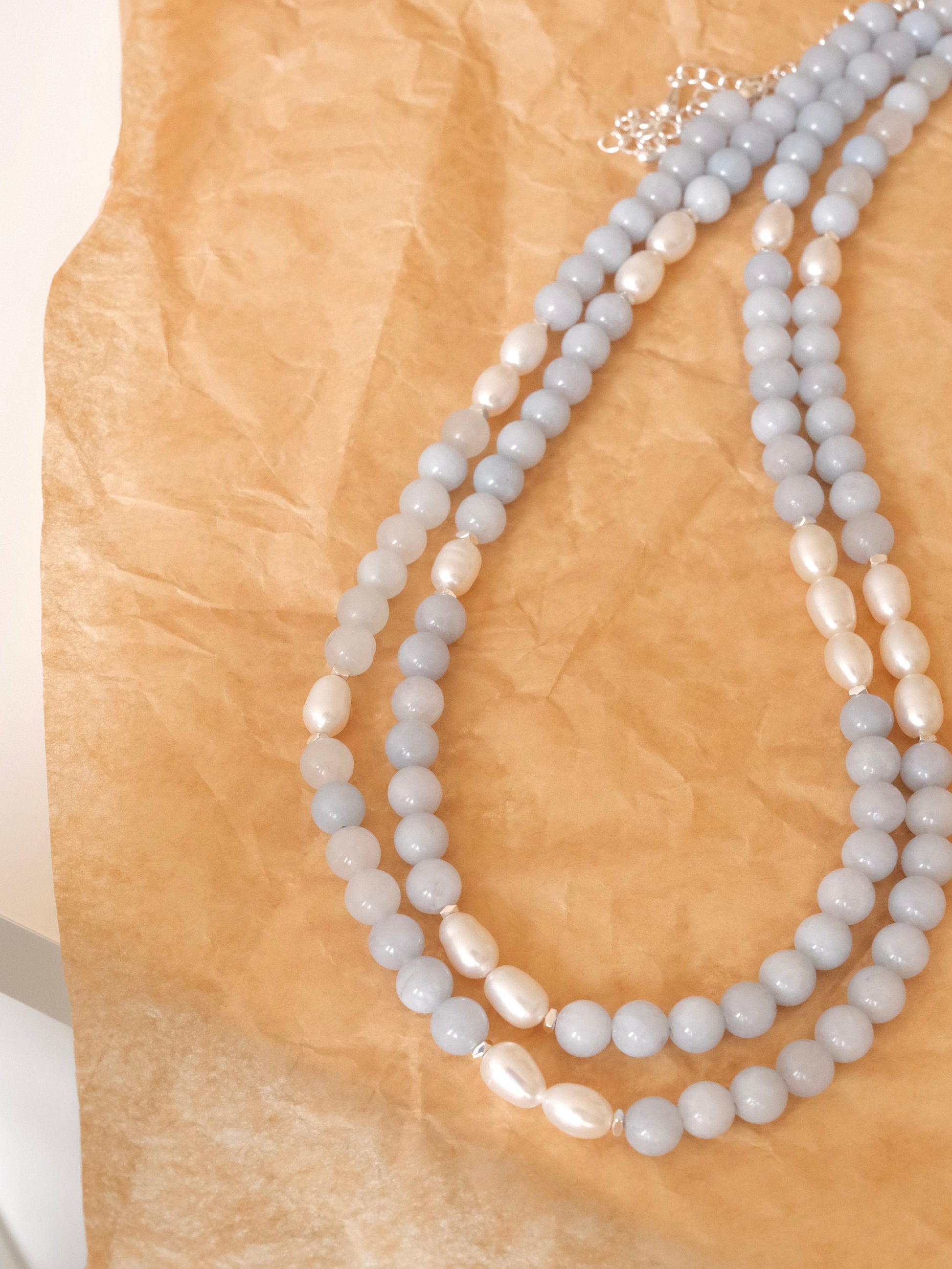 Genuine Aquamarine freshwater pearl necklace, Gemstone beaded necklace, Blue stone choker, March birthstone jewelry, gift for