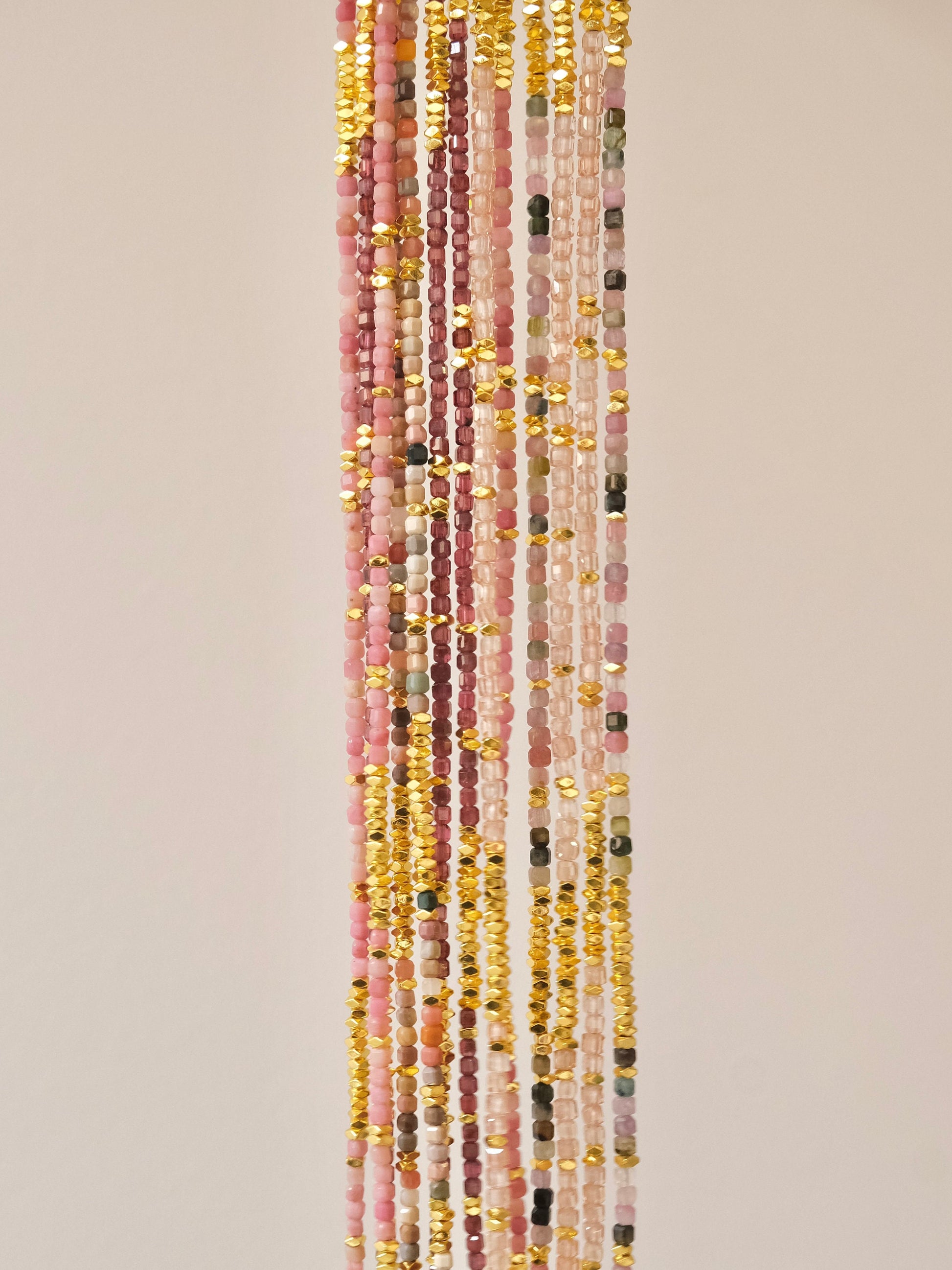 Genuine Gemstone Beaded Necklace, Cube beads choker, 18k gold beaded necklace, Crystal Beads, Gold-Filled Necklace, Cats Eye Beads