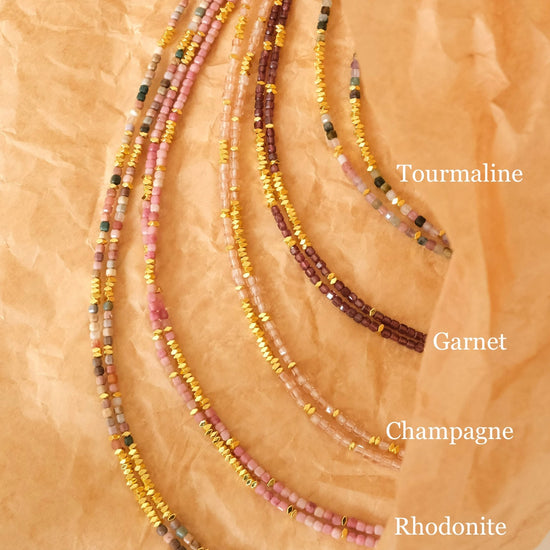 Genuine Gemstone Beaded Necklace, Cube beads choker, 18k gold beaded necklace, Crystal Beads, Gold-Filled Necklace, Cats Eye 