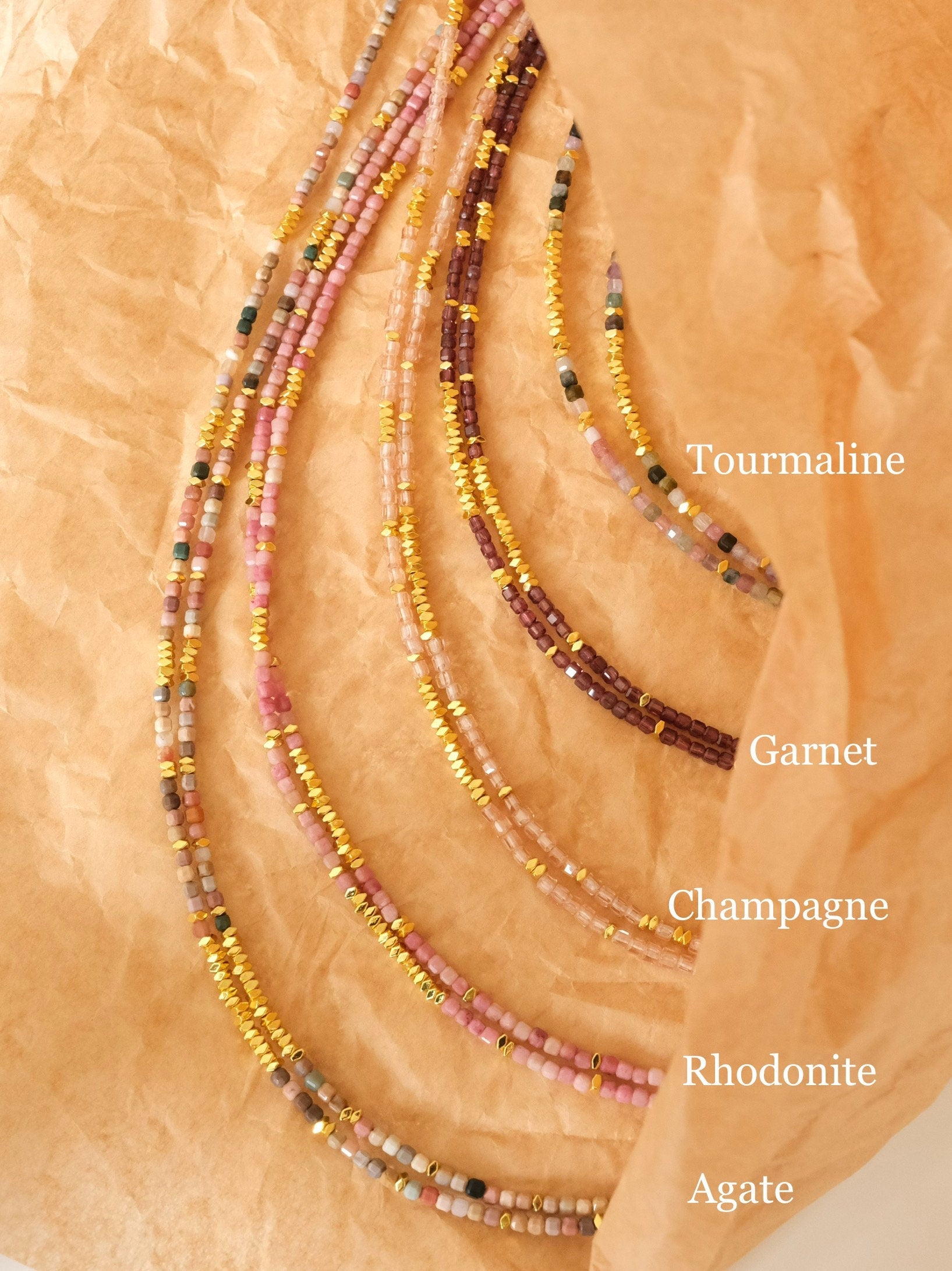 Genuine Gemstone Beaded Necklace, Cube beads choker, 18k gold beaded necklace, Crystal Beads, Gold-Filled Necklace, Cats Eye 