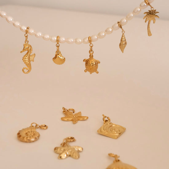 OCEAN COLLECTION, 18k gold filled detachable sea shell charms, summer beach charms, waterproof gold jewelry charms, bracelet 