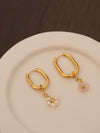 Beaded Flower Detachable Pendants, 18K Gold Filled Hoop Earrings, Waterproof Huggie Hoops, Custom Pearl Beaded Flower Charms 