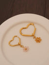 Beaded Flower Detachable Pendants, 18K Gold Filled Hoop Earrings, Waterproof Huggie Hoops, Custom Pearl Beaded Flower Charms 