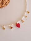 FRUIT COLLECTION detachable charm, raspberry bok choy cherry handmade lampwork beads necklace, Gold cherry necklace,Bracelet 