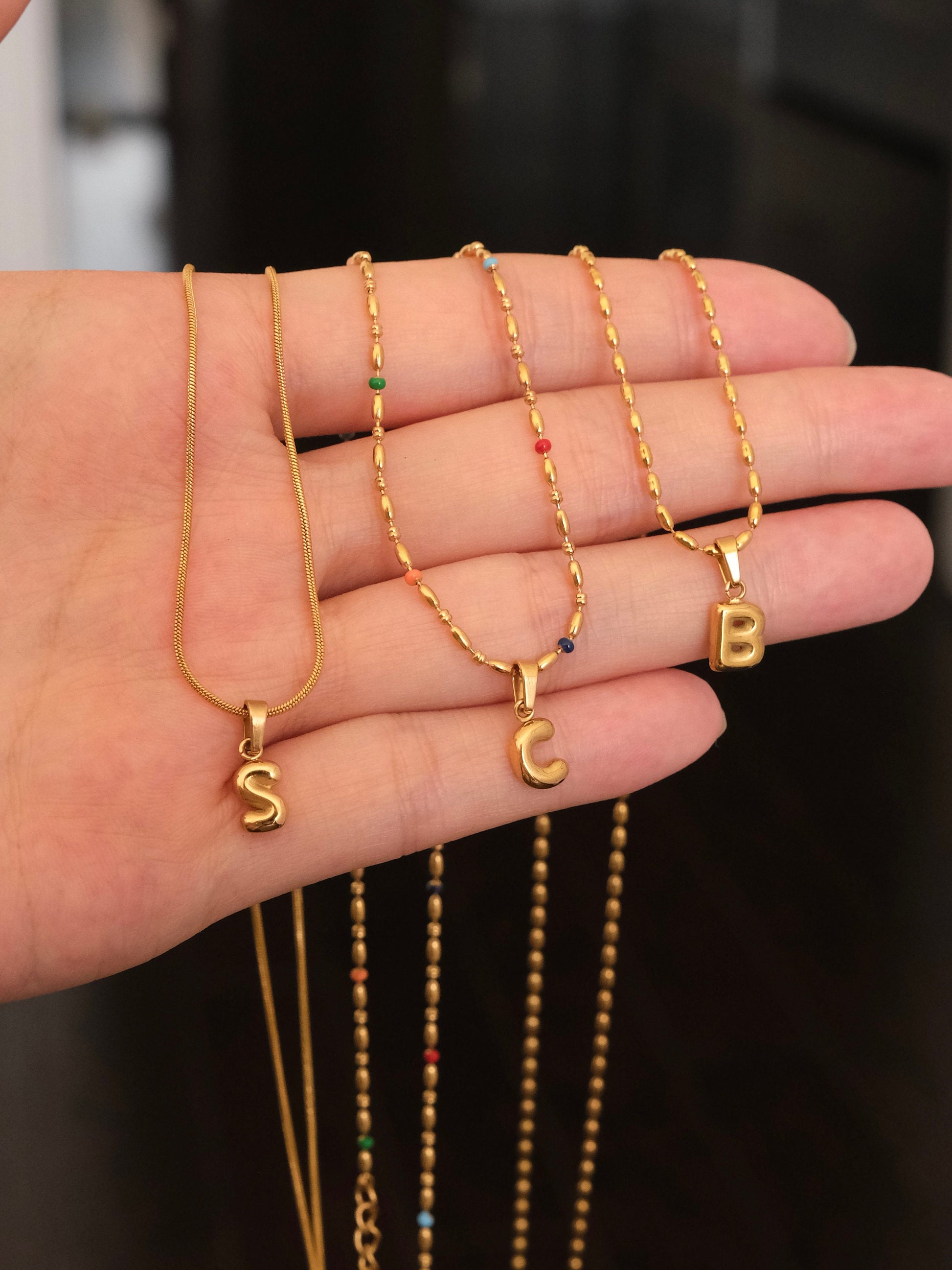 Gold Dainty Initial Necklace, Waterproof Tiny Initial Necklace, Custom Letter Necklace, 18K Gold Letter Necklace, Personalize
