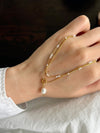 Gold Layered Pearl Necklace, Snake Chain Double Layer Necklace, Dainty Freshwater Pearl Necklace, Multiple Pearl Necklace, Gi