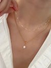 Gold Layered Pearl Necklace, Snake Chain Double Layer Necklace, Dainty Freshwater Pearl Necklace, Multiple Pearl Necklace, Gi