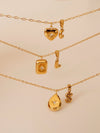 Gold filled square teardrop heart necklace, 18k gold cz star necklace, Gold initial necklace, Waterproof tarnish free gold pe