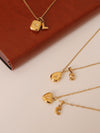 Gold filled square teardrop heart necklace, 18k gold cz star necklace, Gold initial necklace, Waterproof tarnish free gold pe