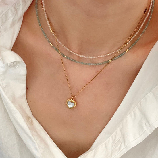 Genuine Gemstone Beaded Necklace, 18k gold beaded necklace, Crystal Beads, Gold-Filled Clasp, Cats Eye Beads, Gift for her - 