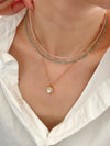 Genuine Gemstone Beaded Necklace, 18k gold beaded necklace, Crystal Beads, Gold-Filled Clasp, Cats Eye Beads, Gift for her - 