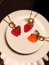 Raspberry handmade lampwork beads necklace, Waterproof fruit pearl gold necklace, Detachable charm, Gold pendant necklace, gi