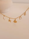 Summer Charms Necklace, Ocean Shell Pearl Necklace, Waterproof Gold Necklace, Girl Necklace, Gift for her, Handmade Beach Jew
