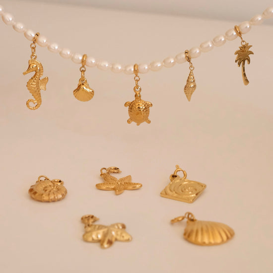 OCEAN COLLECTION, 18k gold filled detachable sea shell charms, summer beach charms, waterproof gold jewelry charms, bracelet 