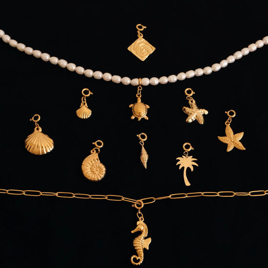 OCEAN COLLECTION, 18k gold filled detachable sea shell charms, summer beach charms, waterproof gold jewelry charms, bracelet 
