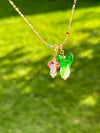FRUIT COLLECTION detachable charm, raspberry bok choy cherry handmade lampwork beads necklace, Gold cherry necklace,Bracelet 
