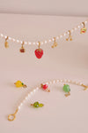 FRUIT COLLECTION detachable charm, raspberry bok choy cherry handmade lampwork beads necklace, Gold cherry necklace,Bracelet 
