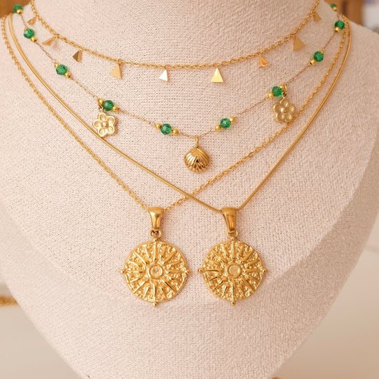 Green Aventurine Satellite Necklace, North Star Necklace, Layering Necklace, Green Gemstone Beaded Chain Necklace, Gold Water