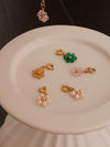 Beaded Flower Detachable Pendants, 18K Gold Filled Hoop Earrings, Waterproof Huggie Hoops, Custom Pearl Beaded Flower Charms 
