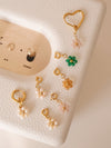 Beaded Flower Detachable Pendants, 18K Gold Filled Hoop Earrings, Waterproof Huggie Hoops, Custom Pearl Beaded Flower Charms 