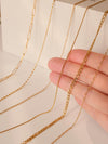 18K Gold Chain Necklace, Waterproof Cable Chain, Paperclip Chain, Herringbone Chain, Snake Chain, Figaro, Curb Chain, Rice Be