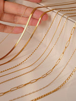 18K Gold Chain Necklace, Waterproof Cable Chain, Paperclip Chain, Herringbone Chain, Snake Chain, Figaro, Curb Chain, Rice Be